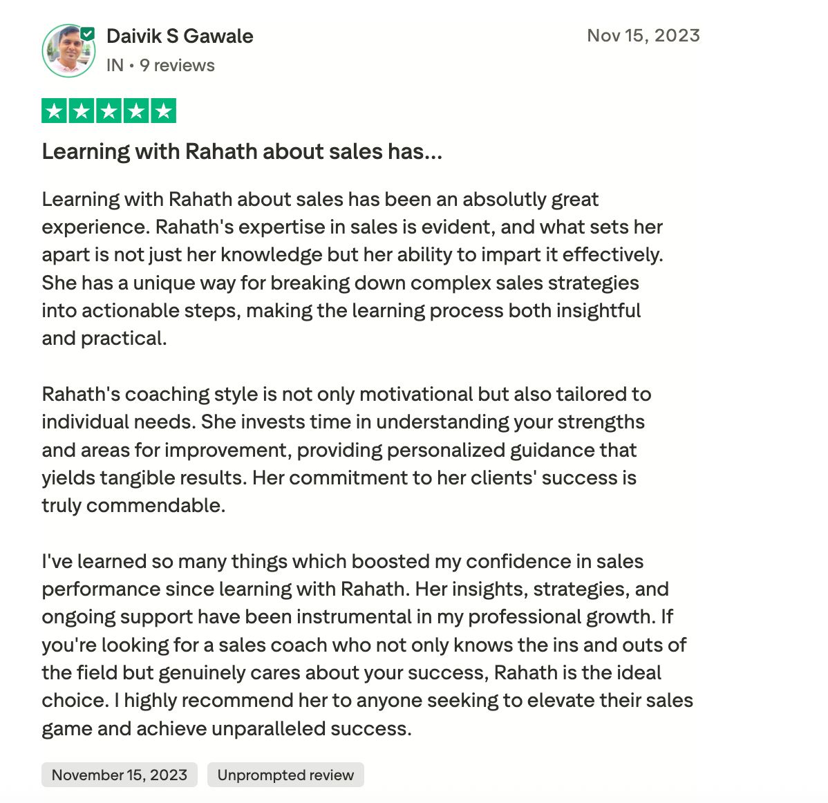 Review from Daivik S Gawale